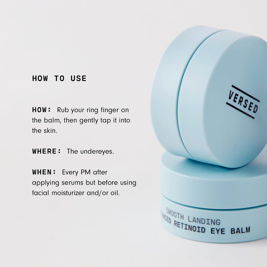Versed Smooth Landing Advanced Retinoid Eye Balm - Anti-Aging Eye Cream with Granactive Retinoid for Crow's Feet, Under Eye Bags & Dark Circles - Nightly Moisturizing Eye Firming Cream (0.42 oz)