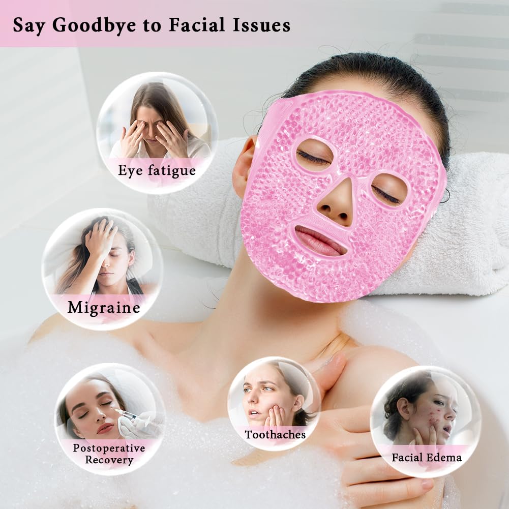Silicone Face Mask Cover and Ice Face Pack Mask, Cooling Hot Eye Face Compress Reusable Skin Care Set for Women Acid Puffiness Relief Swelling Migraine Beauty Spa Essentials