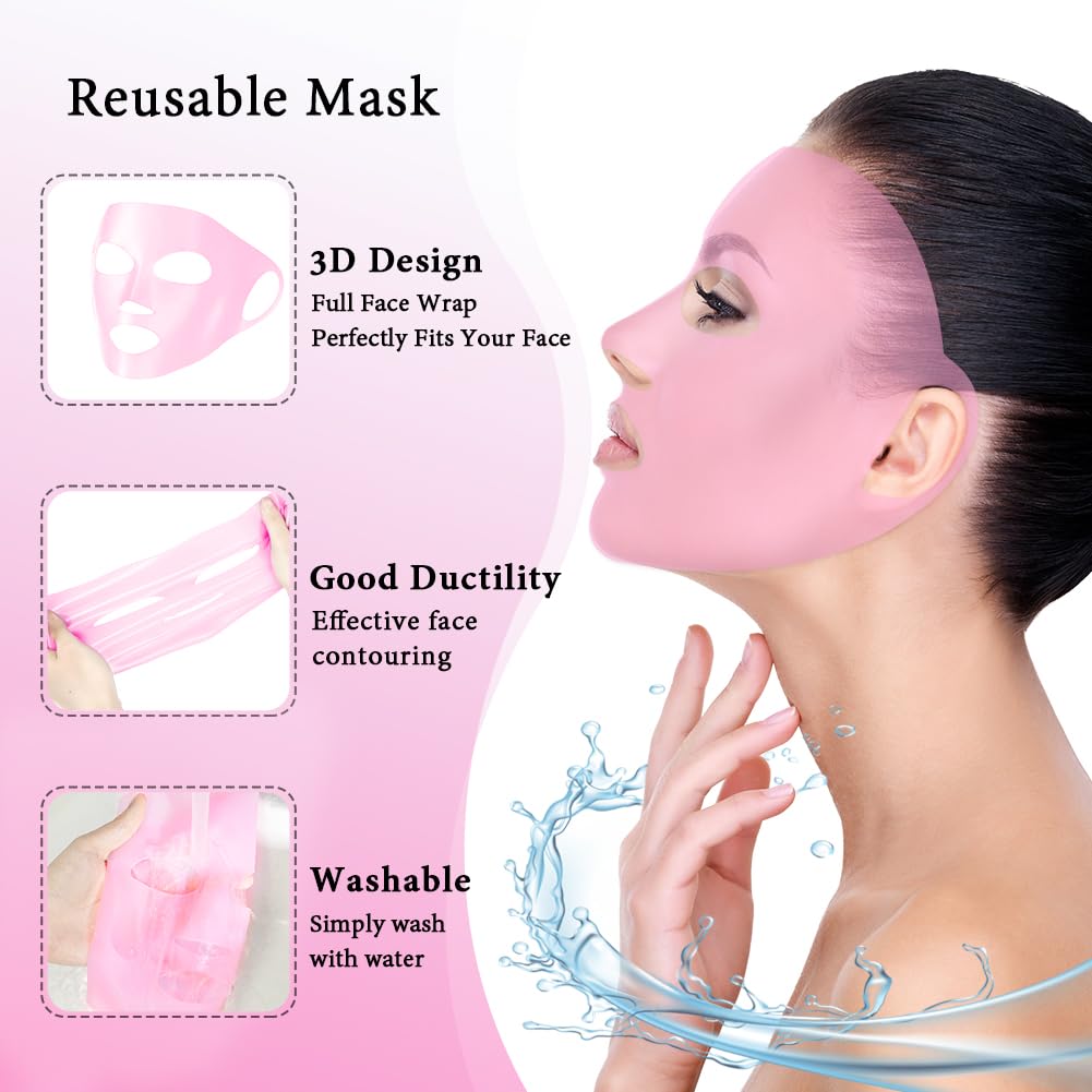 Silicone Face Mask Cover and Ice Face Pack Mask, Cooling Hot Eye Face Compress Reusable Skin Care Set for Women Acid Puffiness Relief Swelling Migraine Beauty Spa Essentials
