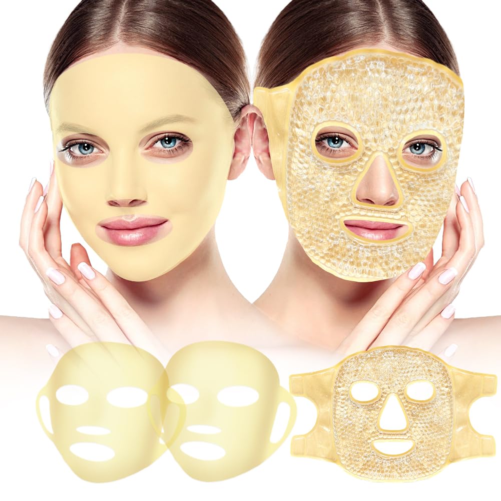 Silicone Face Mask Cover and Ice Face Pack Mask, Cooling Hot Eye Face Compress Reusable Skin Care Set for Women Acid Puffiness Relief Swelling Migraine Beauty Spa Essentials