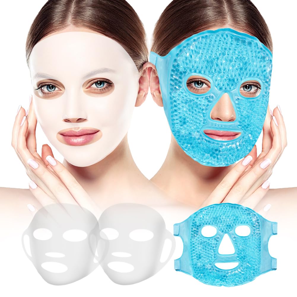 Silicone Face Mask Cover and Ice Face Pack Mask, Cooling Hot Eye Face Compress Reusable Skin Care Set for Women Acid Puffiness Relief Swelling Migraine Beauty Spa Essentials