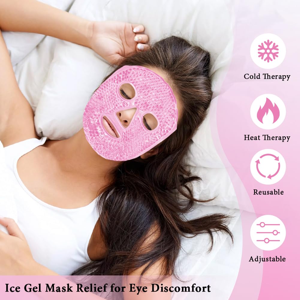 Silicone Face Mask Cover and Ice Face Pack Mask, Cooling Hot Eye Face Compress Reusable Skin Care Set for Women Acid Puffiness Relief Swelling Migraine Beauty Spa Essentials