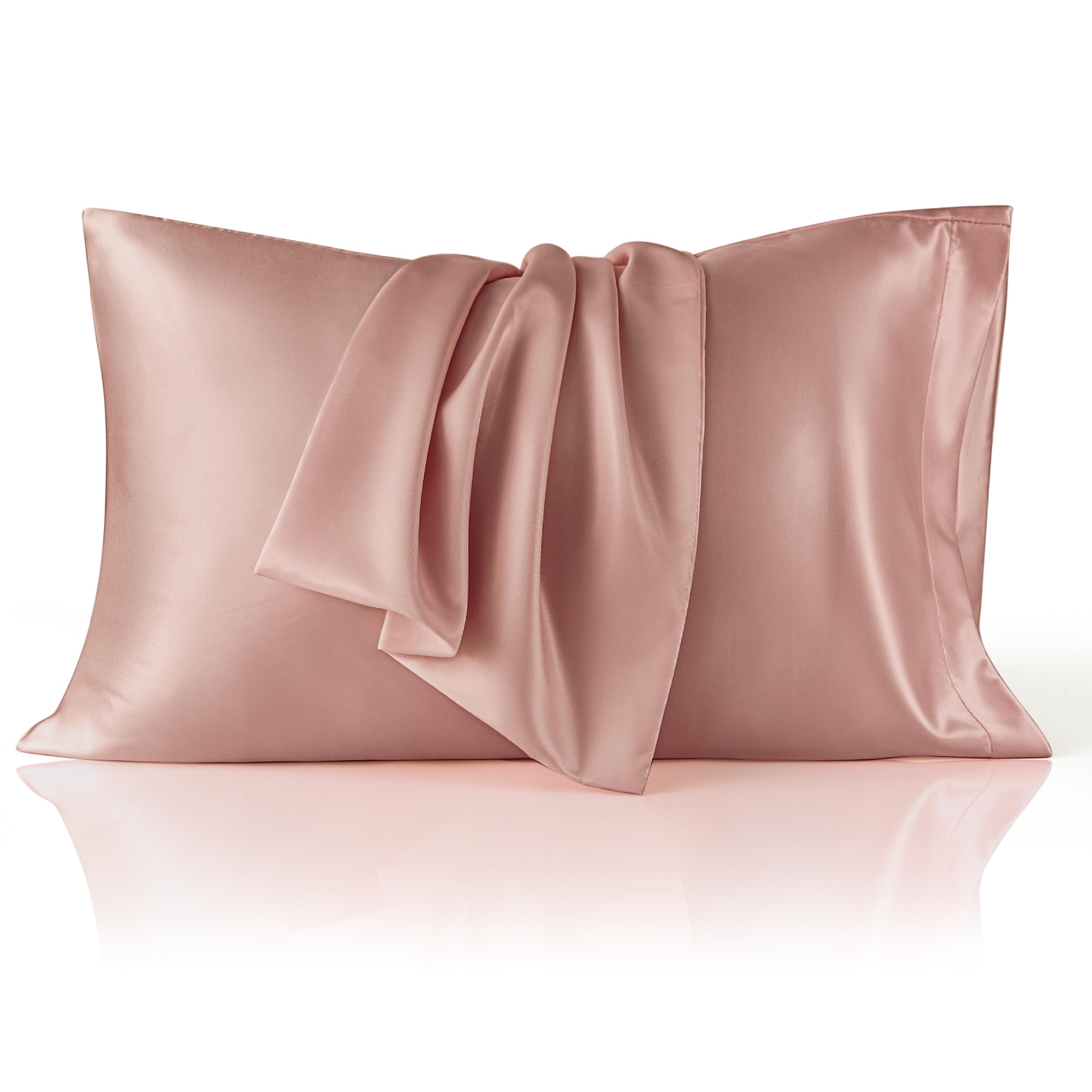 Bedsure Satin Pillowcase, Similar to Silk Pillow Cases Queen Size Set of 2, Cooling Pillow Case Covers with Envelope Closure, Christmas Room Decor Gifts for Women Men, Silver Grey, 20x30 Inches, 2pcs