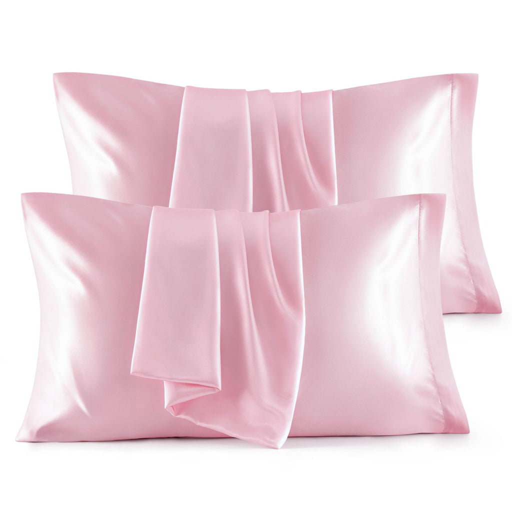 Bedsure Satin Pillowcase, Similar to Silk Pillow Cases Queen Size Set of 2, Cooling Pillow Case Covers with Envelope Closure, Christmas Room Decor Gifts for Women Men, Silver Grey, 20x30 Inches, 2pcs