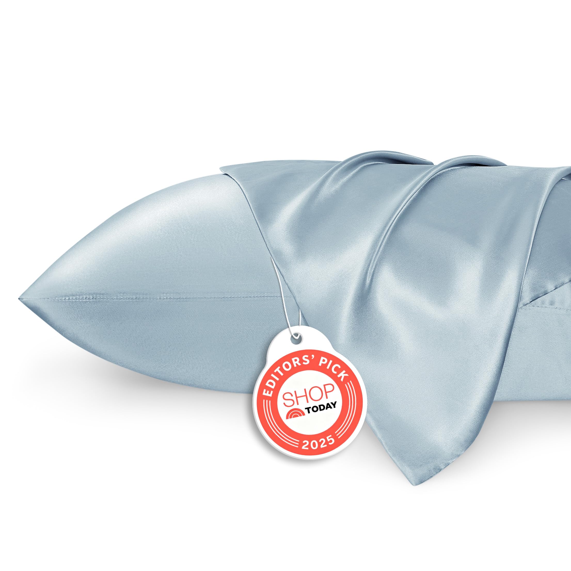 Bedsure Satin Pillowcase, Similar to Silk Pillow Cases Queen Size Set of 2, Cooling Pillow Case Covers with Envelope Closure, Christmas Room Decor Gifts for Women Men, Silver Grey, 20x30 Inches, 2pcs