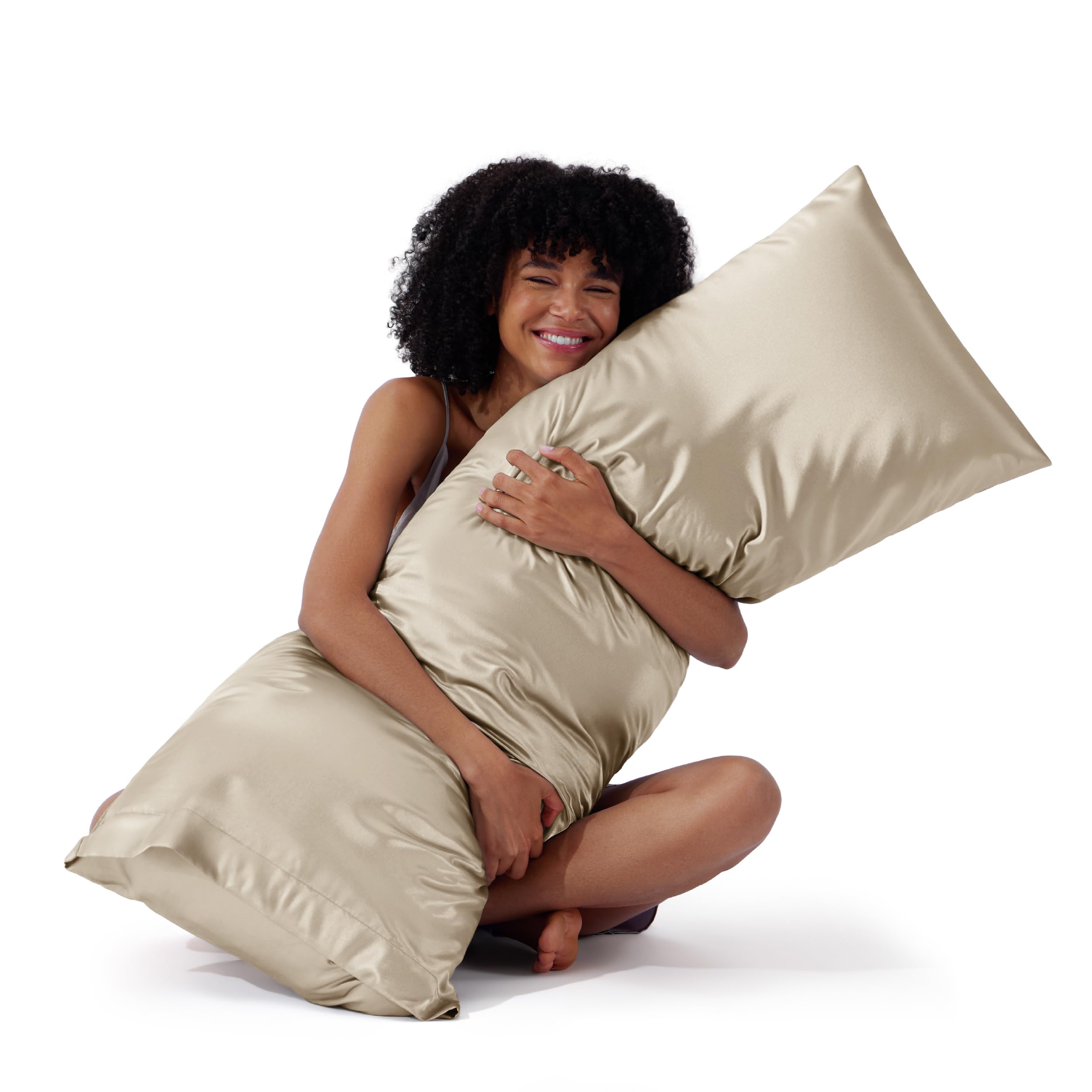 Bedsure Satin Pillowcase, Similar to Silk Pillow Cases Queen Size Set of 2, Cooling Pillow Case Covers with Envelope Closure, Christmas Room Decor Gifts for Women Men, Silver Grey, 20x30 Inches, 2pcs