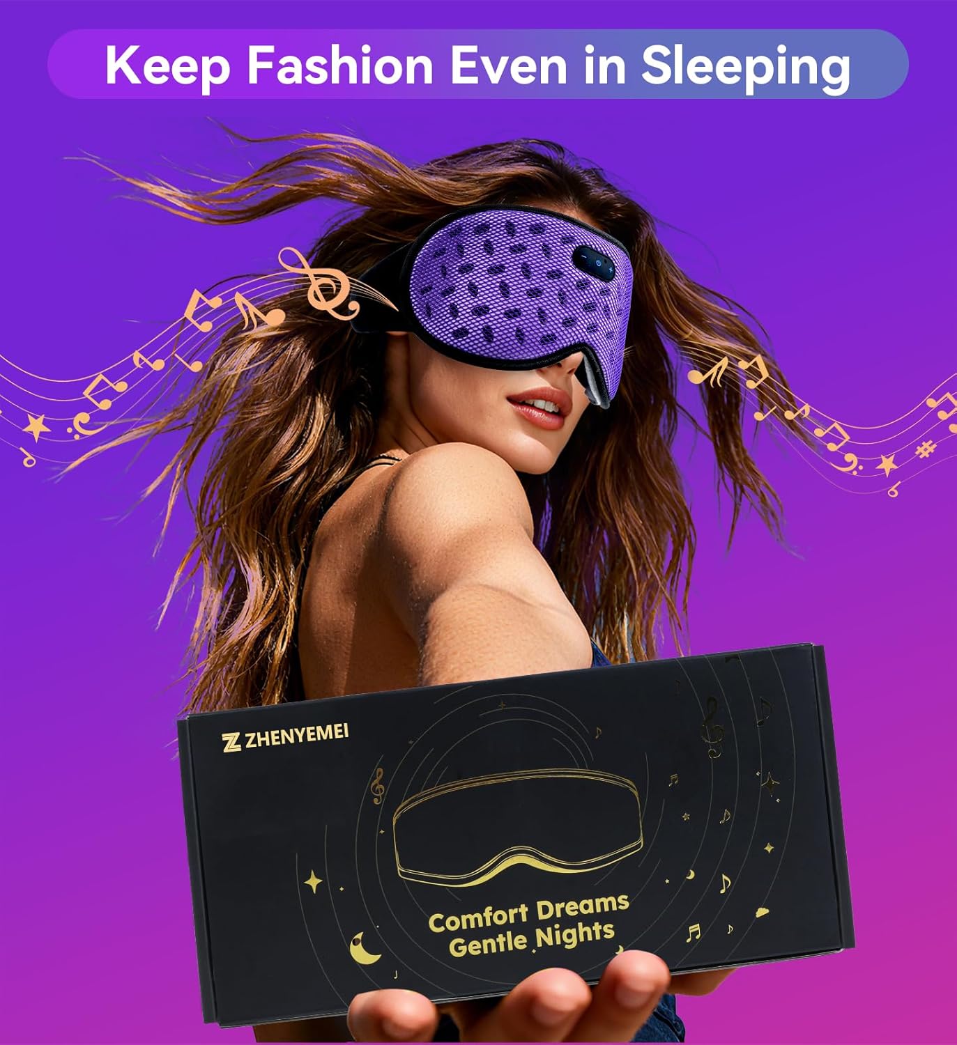 Sleep Eye Mask Bluetooth Headphones - 3D Contoured Zero Pressure Sleeping Masks 100% Blackout Eye Cover Breathable Sleeping Mask for Side Sleepers Wireless Earphone Ear Muff Headband Women Men Gift