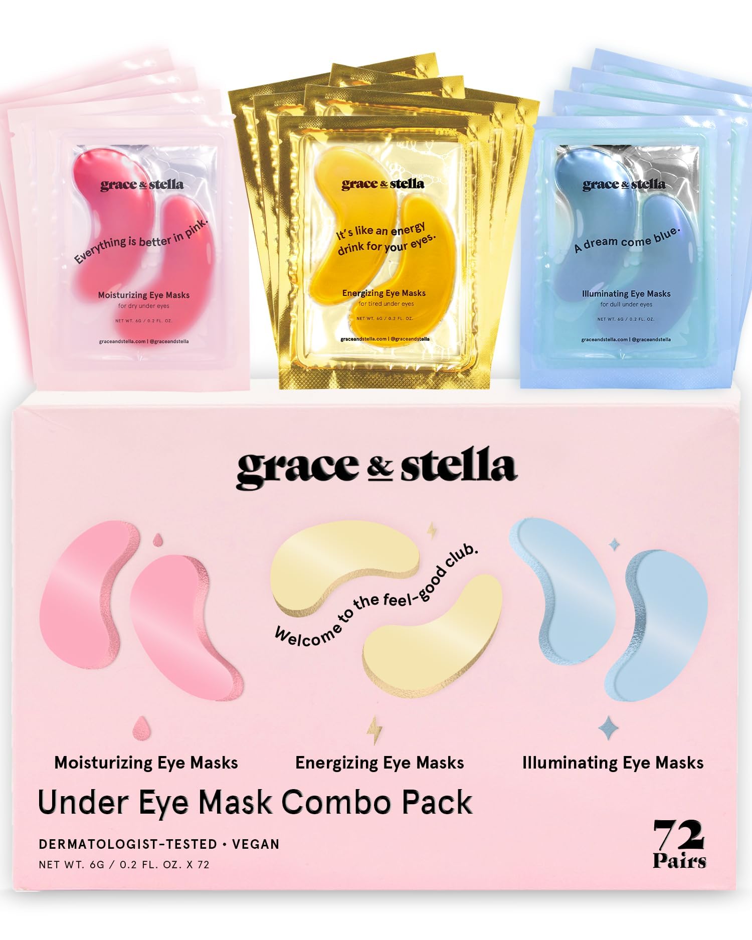 grace & stella Award Winning Under Eye Mask - Travel Essentials - Birthday Gifts for Women - Gel Eye Patches for Dark Circles, Puffy Eyes, Wrinkles, Undereye Bags - Vegan - Self Care (24 Pairs, Gold)