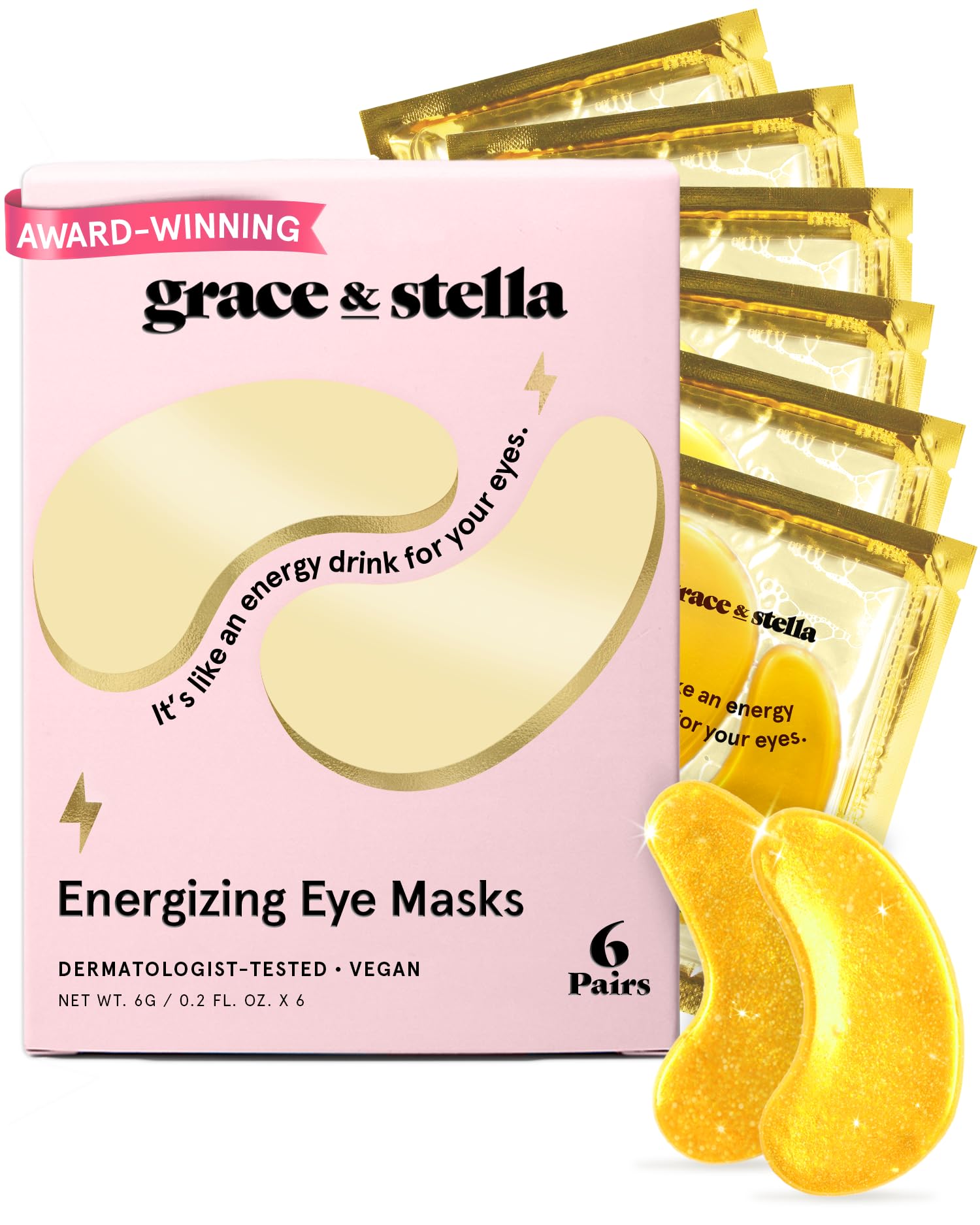 grace & stella Award Winning Under Eye Mask - Travel Essentials - Birthday Gifts for Women - Gel Eye Patches for Dark Circles, Puffy Eyes, Wrinkles, Undereye Bags - Vegan - Self Care (24 Pairs, Gold)