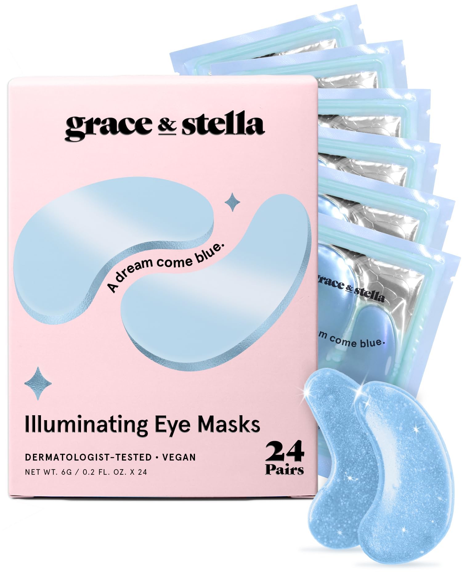 grace & stella Award Winning Under Eye Mask - Travel Essentials - Birthday Gifts for Women - Gel Eye Patches for Dark Circles, Puffy Eyes, Wrinkles, Undereye Bags - Vegan - Self Care (24 Pairs, Gold)