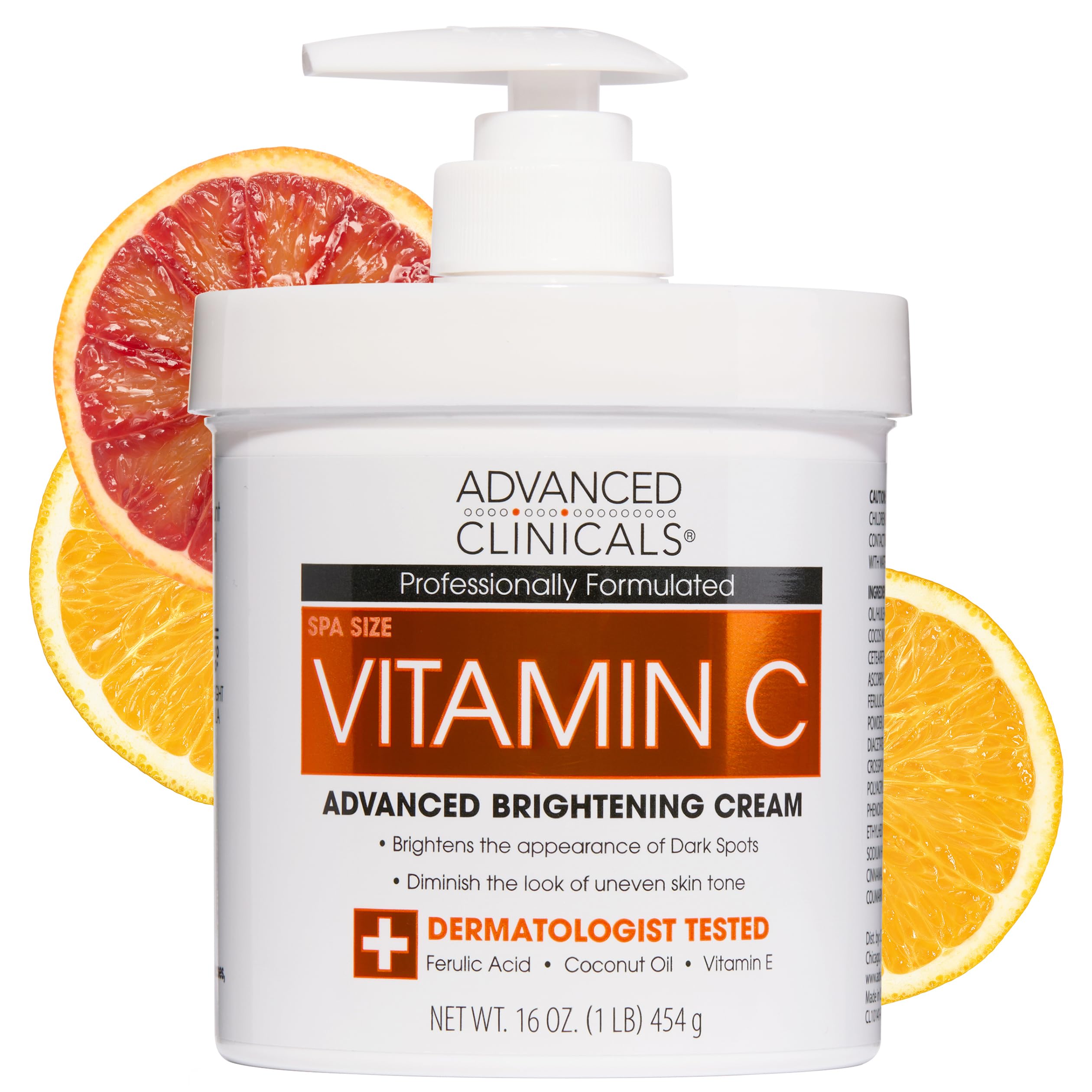 Advanced Clinicals Vitamin C Cream Visibly Brightening Body Lotion | Vitamin C Moisturizer Skin Care Body Cream For Women & Men Helps Visibly Improve Look Of Dark Spots & Uneven Skin Tone, 2-Pack