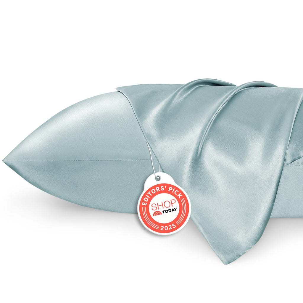 Bedsure Satin Pillowcase, Similar to Silk Pillow Cases Queen Size Set of 2, Cooling Pillow Case Covers with Envelope Closure, Christmas Room Decor Gifts for Women Men, Silver Grey, 20x30 Inches, 2pcs