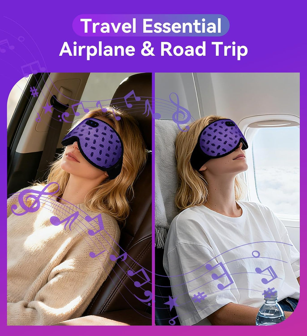 Sleep Eye Mask Bluetooth Headphones - 3D Contoured Zero Pressure Sleeping Masks 100% Blackout Eye Cover Breathable Sleeping Mask for Side Sleepers Wireless Earphone Ear Muff Headband Women Men Gift