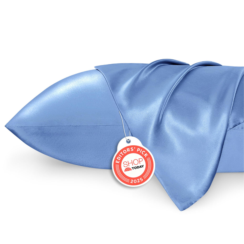 Bedsure Satin Pillowcase, Similar to Silk Pillow Cases Queen Size Set of 2, Cooling Pillow Case Covers with Envelope Closure, Christmas Room Decor Gifts for Women Men, Silver Grey, 20x30 Inches, 2pcs