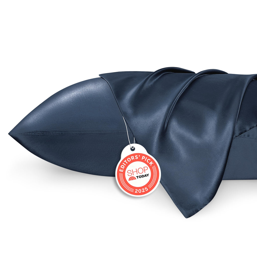 Bedsure Satin Pillowcase, Similar to Silk Pillow Cases Queen Size Set of 2, Cooling Pillow Case Covers with Envelope Closure, Christmas Room Decor Gifts for Women Men, Silver Grey, 20x30 Inches, 2pcs