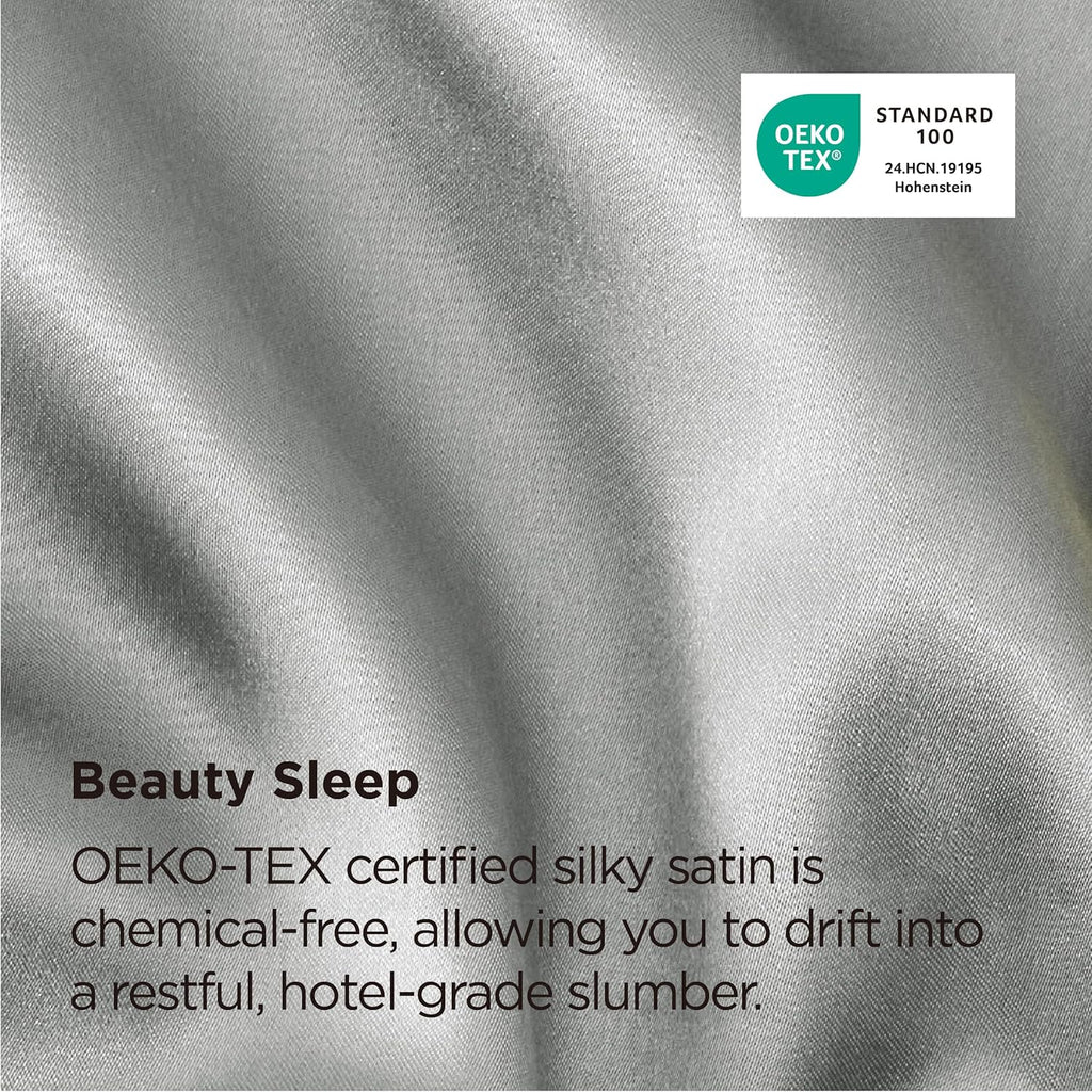 Bedsure Satin Pillowcase, Similar to Silk Pillow Cases Queen Size Set of 2, Cooling Pillow Case Covers with Envelope Closure, Christmas Room Decor Gifts for Women Men, Silver Grey, 20x30 Inches, 2pcs